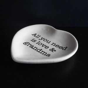 LOVE & GRANDMA Heart-Shaped Trinket Tray / Dish ~ NEW